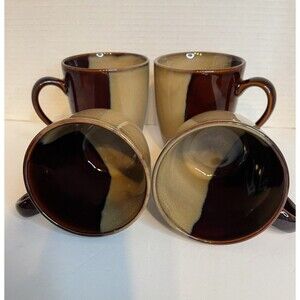 Sango Eclispe Brown Coffee/Tea Mugs Stoneware (4) Included 12 Oz